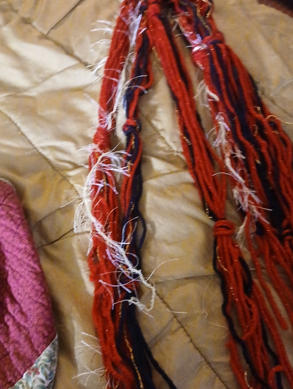 Red Multistrand Decorative Yarn Scarf